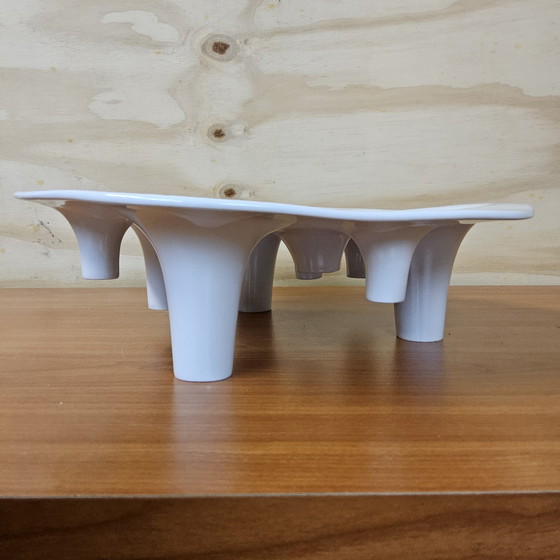 Image 1 of Bougeoir et coupe à fruits en céramique blanche, design Willem Noyons (design néerlandais)