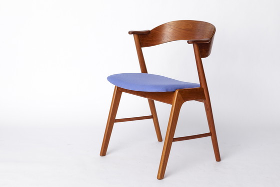 Image 1 of Chaise en teck de Korup Stolefabrik - Vintage danois, 1960s | Mid-Century Modern Blue Upholstered Accent Chair