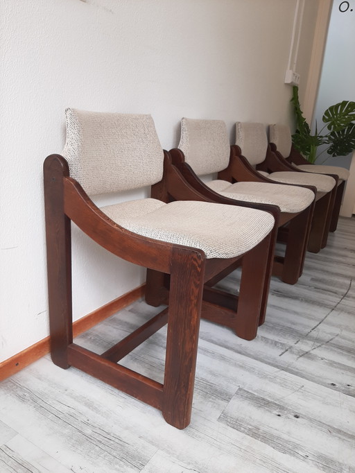 Four Mid - Century dining chairs brutalism