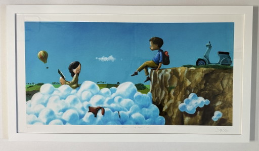 Fine Art Giclèe painting Diego Santini 60x118 cm “by moonlight” in frame