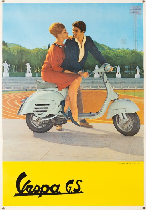 Vespa G.S. – c. 1960 – Original Vintage Advertising Poster – Mid-Century Modern – 100.0x70.0 cm