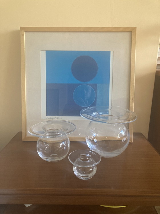 Set of 3 Saturnus Vases Nanni Still for Riihimäen Lasi., Glass, Transparent (photo 4 of 11)