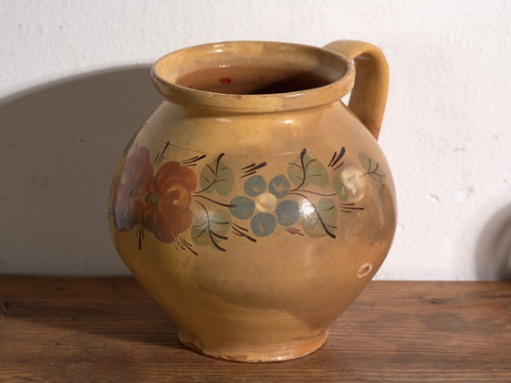Pair of Vintage Glazed Ceramic Jugs, Central Europe, circa 1950 #1, Crockery, Orange (photo 8 of 13)
