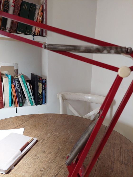 Image 1 of Lampada da scrivania rossa industriale di Ledu, progettata da un architetto svedese di metà secolo.