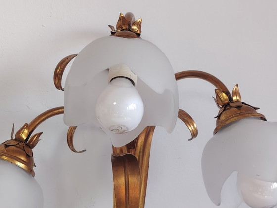 Image 1 of Vintage wandlamp (met wandarm) in Italiaanse Florentijnse stijl, gemaakt van smeedijzer.