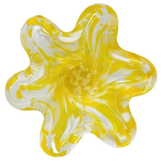 Image 1 of Vaso vintage in vetro stile Murano giallo bianco trasparente