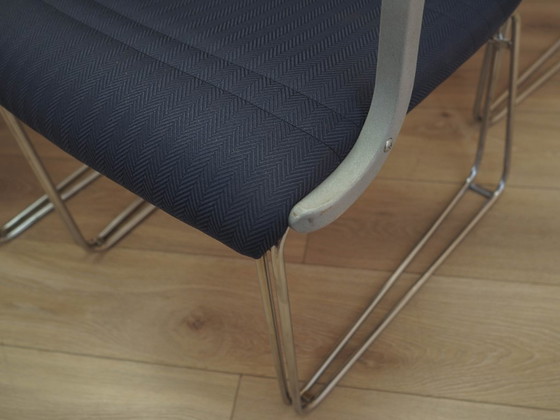 Set di sei sedie con braccioli, rivestimento blu, design moderno italiano, anni '90 – Sedie da pranzo (photo 5 of 15)