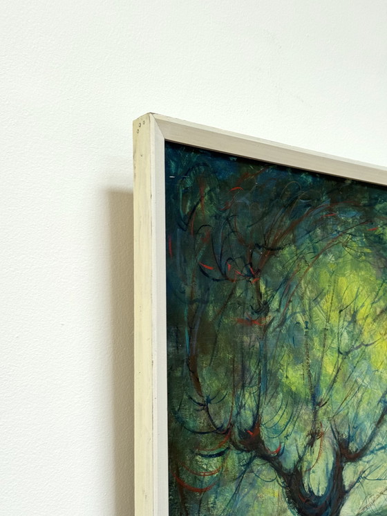 Image 1 of Ben Genaux (1911–1996, Belgio) - Paesaggio surreale con torre e farfalla, olio su tavola