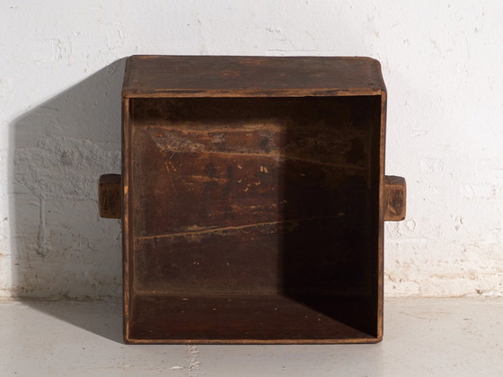 Ancienne mesure à grain Dou en bois d'orme, Chine, circa 1900, Objets déco, Fer, Marron, Rustic (photo 9 sur 11)