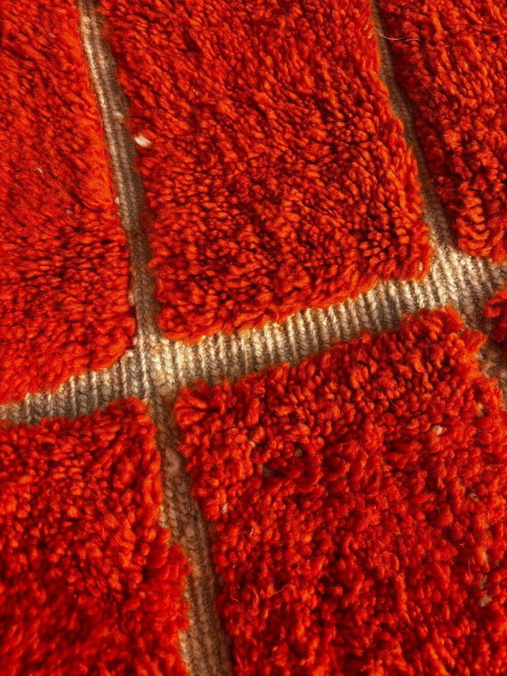 Image 1 of Handmade Moroccan Mrirt Rug – Burnt Orange Wool Rug 200x300 cm – Modern Textured Carpet – Bold Abstract Design – Large Living Ro
