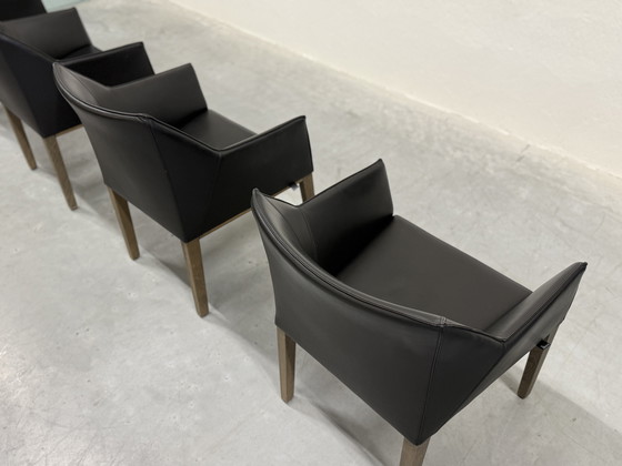 Image 1 of 4 Chaise de salle à manger Leolux Pyrite en cuir noir