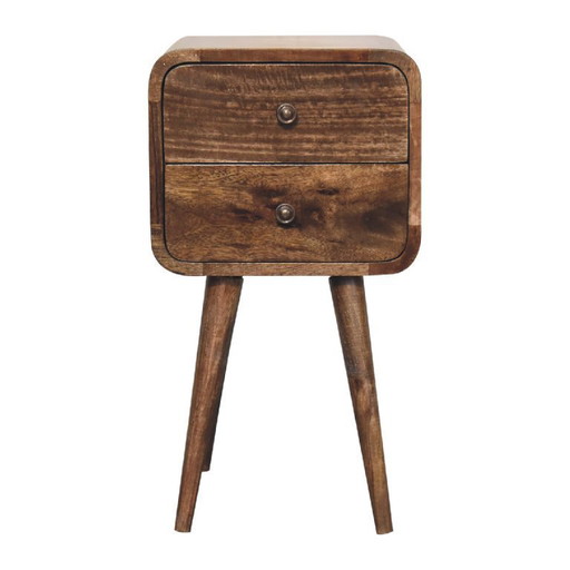 Mango wood nightstand with grey-wash finish
