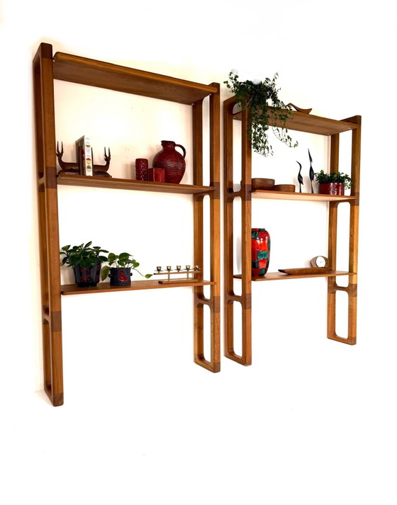 Sistema a parete vintage in teak, Dyrlund anni '80, Armadi a muro, Legno, Marrone (foto 14 di 15)