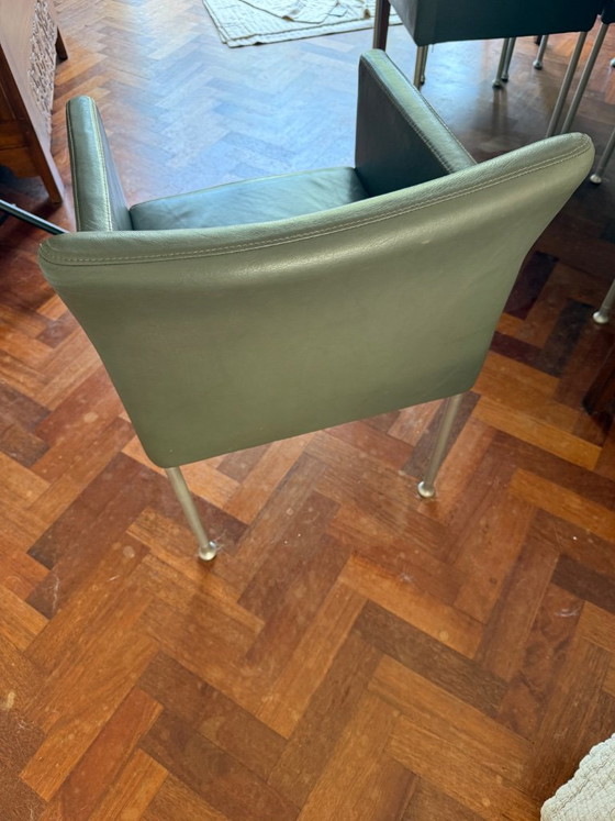 Vintage design leather dining chairs – Metal (photo 6 of 12)