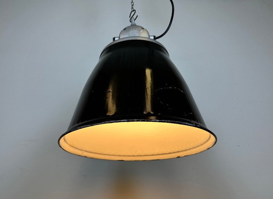 Image 1 of Industrial Black Enamel Factory Pendant Lamp, 1960s