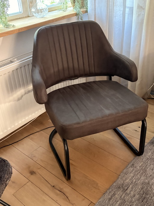 Modern dark grey chairs brand Label51 – eetkamerstoelen, Metal, Textile