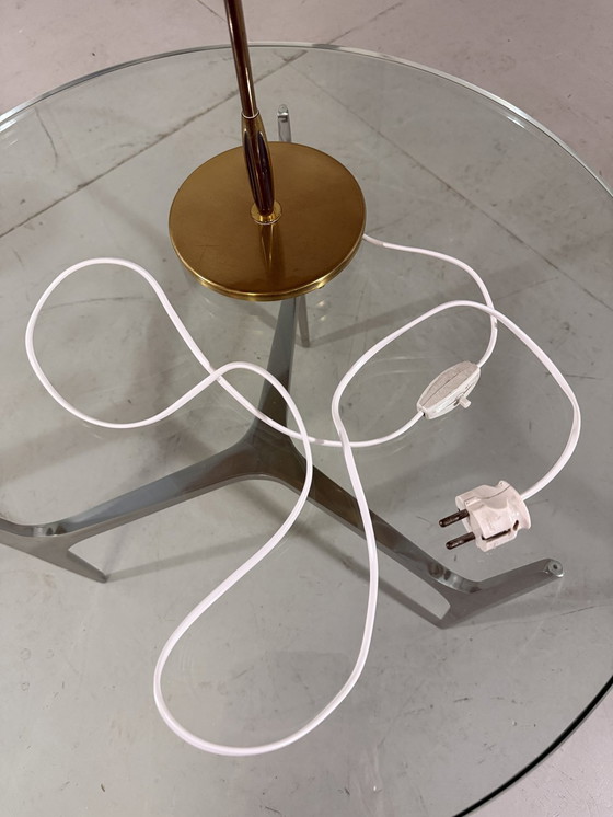 Image 1 of Brass Table Lamp With Pleated Shade 1950's