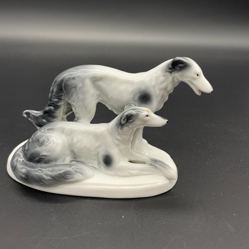 Carl Scheidig Gräfenthal – Twee Barsoi Honden – Porseleinen Beeldje Nr. 7116 – Antiek