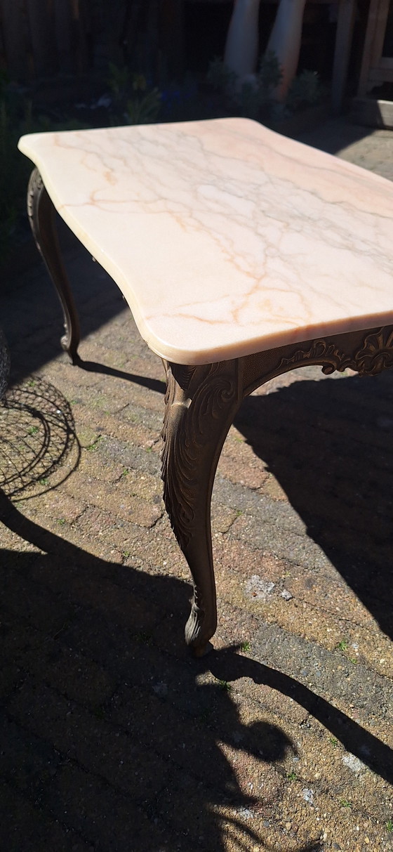 Image 1 of Hollywood Regency coffee table marble brass