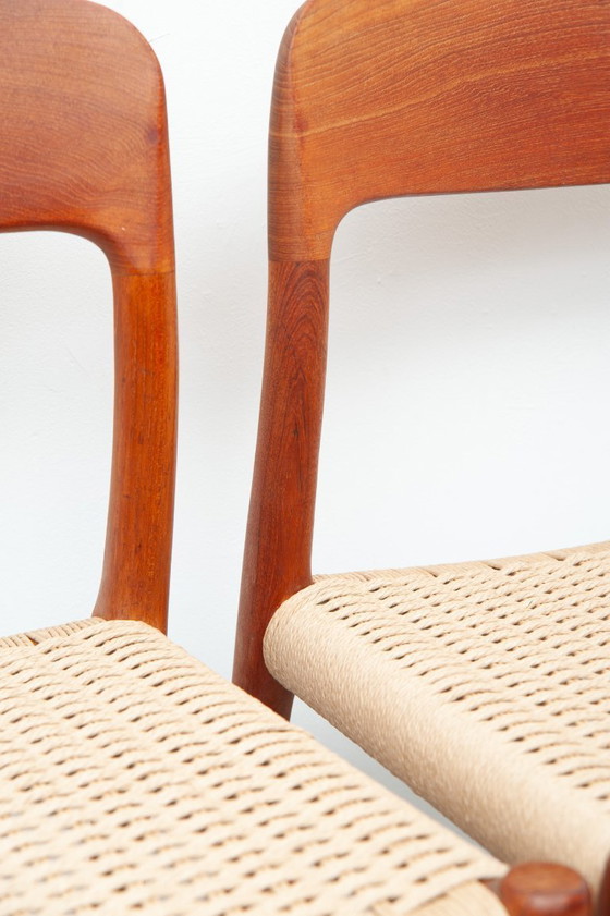 Image 1 of 6x dining chairs model 75 made of teak by Niels Otto Møller for J. L. Møller Møbelfabrik (1950s)