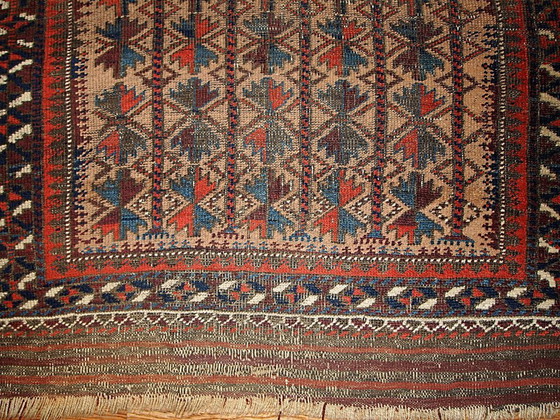 Image 1 of Handgemaakt antiek verzamelobject: Afghaans gebedskleed van de Baluch-stam, 91 cm x 161 cm, jaren 1880 - 1B219