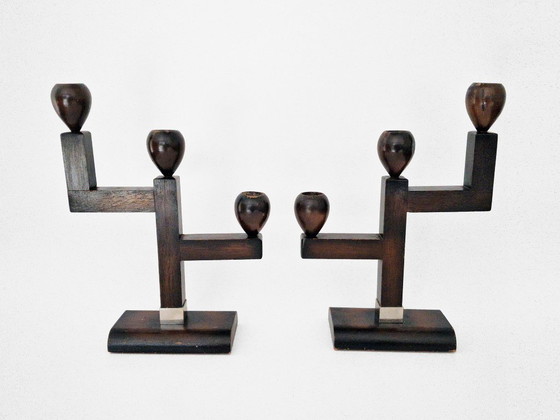 Kandelaar Set Art Deco – Kandelaars en kaarsen, Wood (photo 3 of 17)