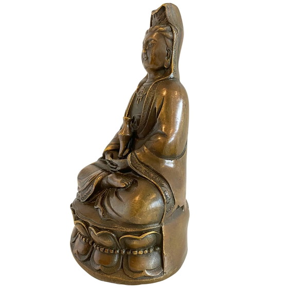 Statue Guanyin en Bronze - Bodhisattva de la Compassion - Marque Xuan De - 9.6cm – Sculptures (photo 6 of 7)