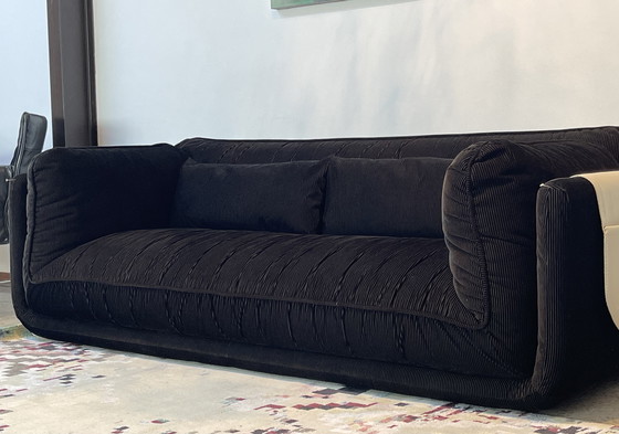 Image 1 of New Leolux Lunetta 3-Seater Sofa Black Rib Fabric