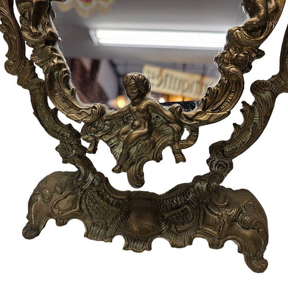 Image 1 of Antiguo espejo de mesa de bronce francés