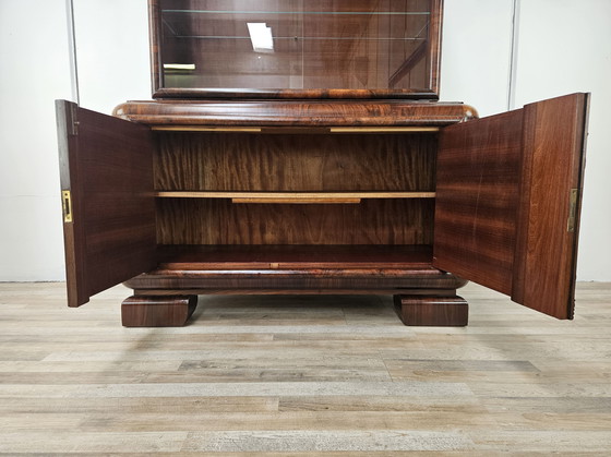 Image 1 of 1930s Art Deco Display Cabinet in Walnut and Walnut Root