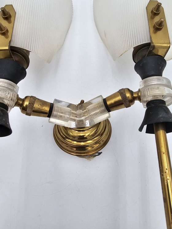 Image 1 of 70'S Brass And Plexiglas Wall Sconce