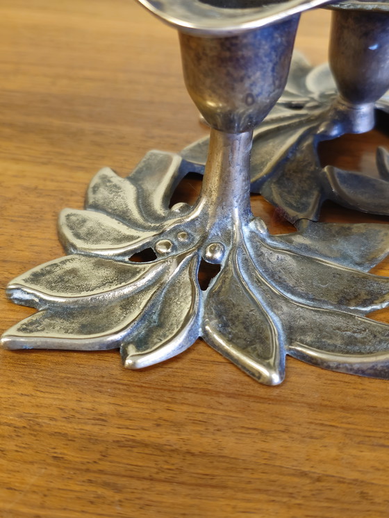 Image 1 of Bougeoir Vintage en laiton Art Nouveau Candlestick