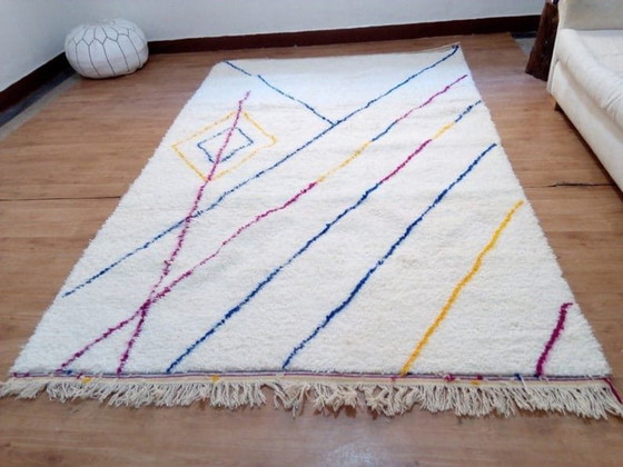 Handgemaakt Beni Ouraine-tapijt met kleurrijke patronen, 150/250 cm – Aime Té, Vloerkleden en tapijten, Wool (photo 3 of 6)