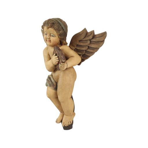 Statue d'ange chérubin en bois massif