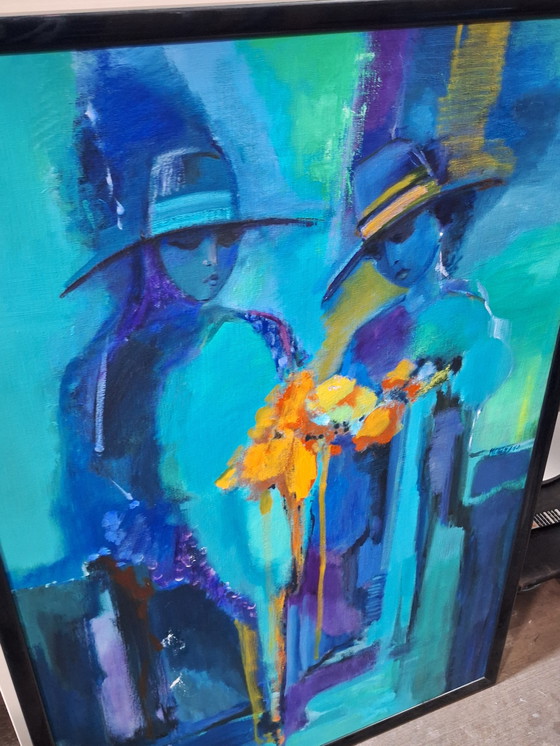 Image 1 of Pittura astratta in blu e verde