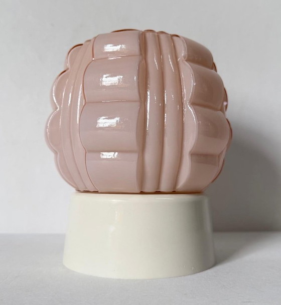 Image 1 of Thabur pink ceiling lamp Art Deco 1930s checkered model