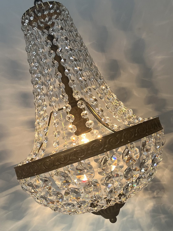 Image 1 of 3 pieces crystal bag chandeliers bronze frame chandeliers