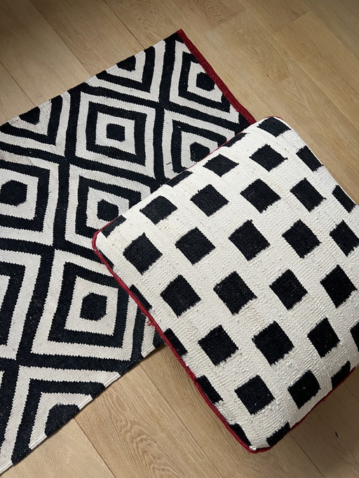 Nani Marquina Wool Carpet And Pouf