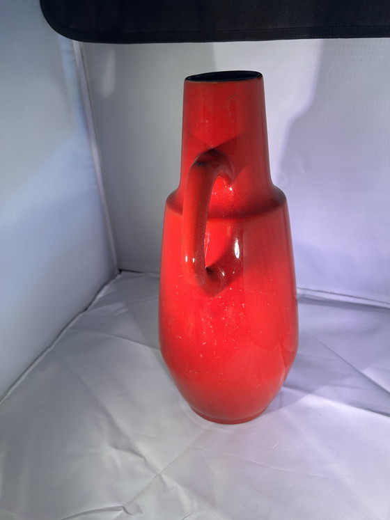 Image 1 of Cracked large vase red 407-35 W-Germany