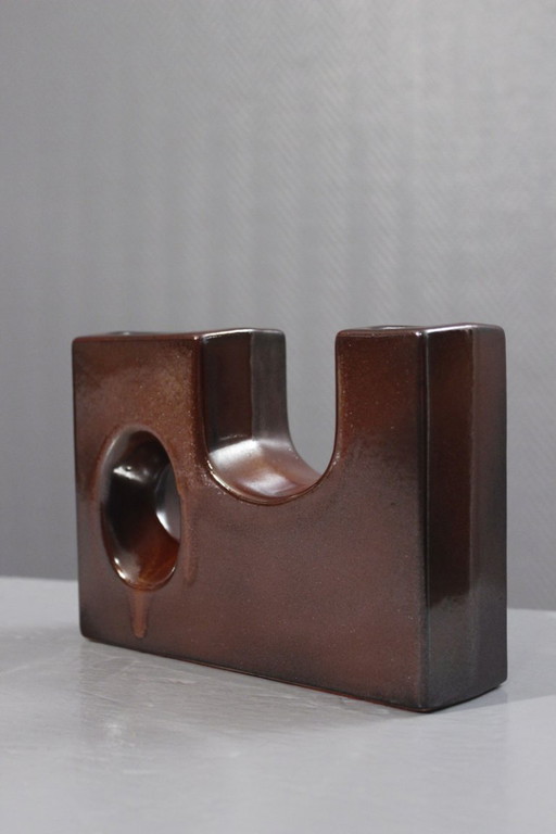 Jarrón de cerámica vintage para chimenea, diseño de los años 70, estilo Bertoncello, Roberto Rigon