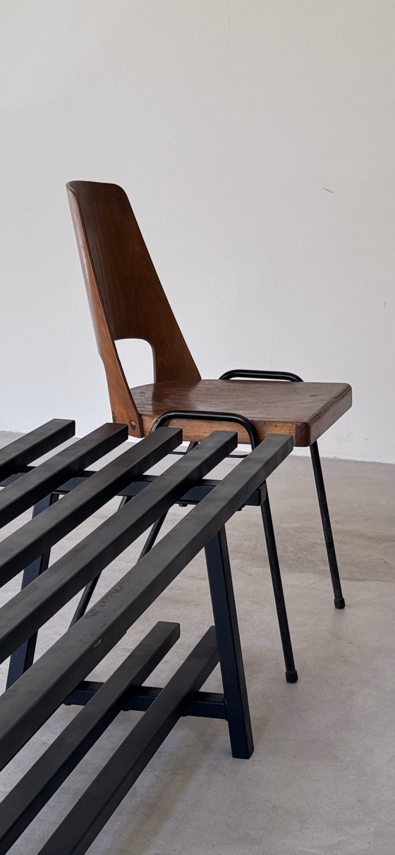 Image 1 of Old metal checkroom bench, 1960