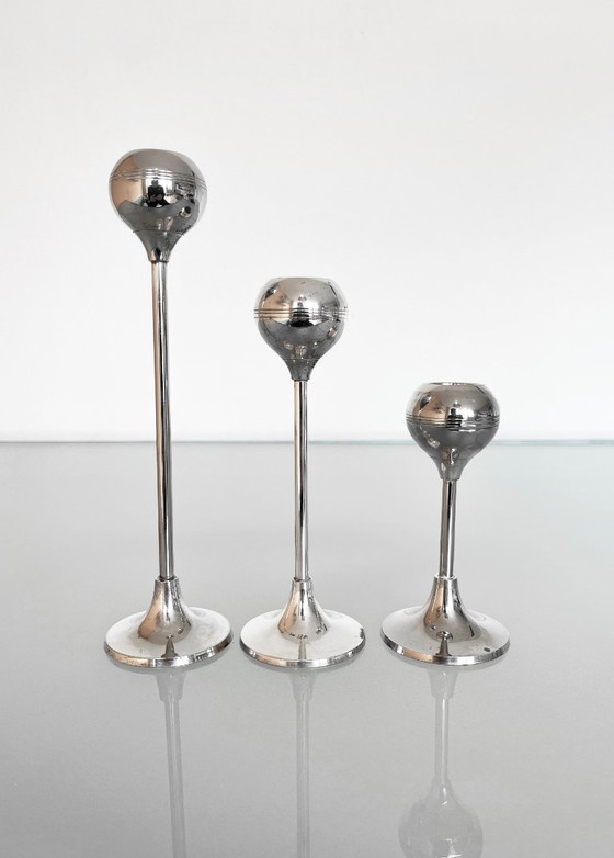 Image 1 of Ensemble vintage de trois chandeliers style Space Age années 70