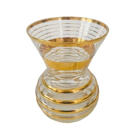 Image 1 of Art Deco Booms vidrio El jarrón rupel oro dorado 1930s