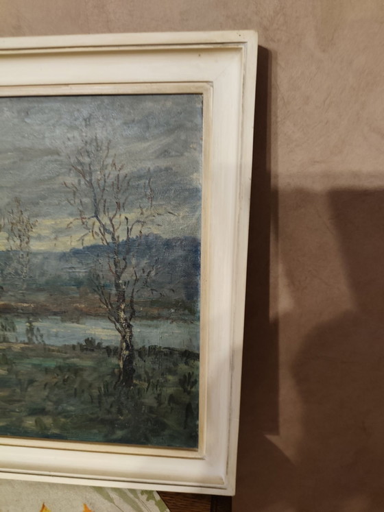Beautiful vintage oil painting, Art, Wood, Canvas, Blue (photo 2 of 8)