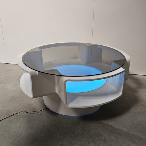 Space Age salontafel Curver, verlicht