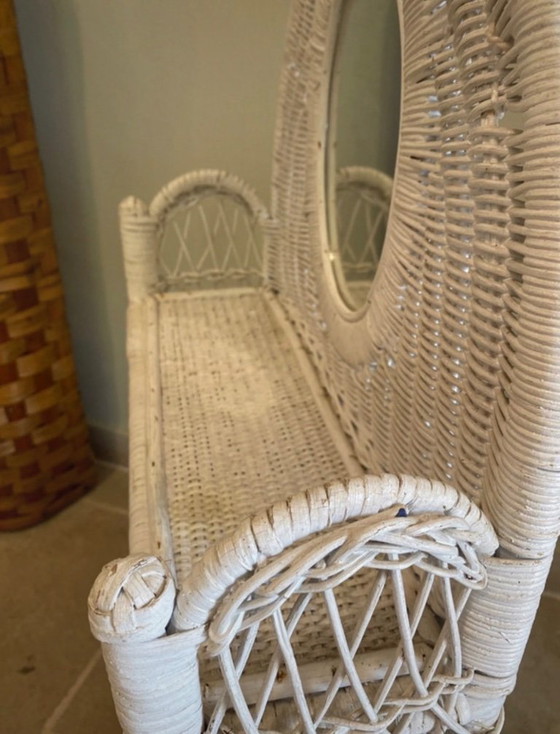 Vintage white wicker shelf – Shelving unit, Glass (photo 4 of 8)