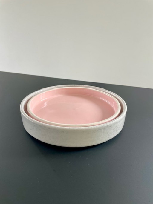 Keramieken Schalen Set 2 Wit Roze Glazuur