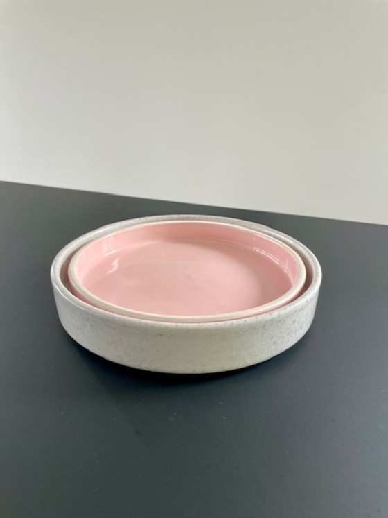 Image 1 of Keramieken Schalen Set 2 Wit Roze Glazuur