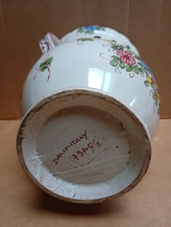 Image 1 of Colorful Italian Majolica Vase – Daliu Italy – Hand-painted