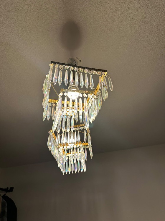 Vintage Chandelier with crystal ornaments – Porcelain (photo 5 of 5)